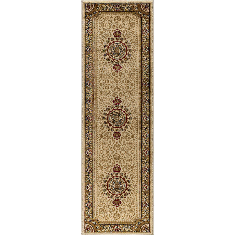 Tapis oriental ivoire / beige Clarence, Tapis de couloir 2 pi 3 po x 7 pi 3 po