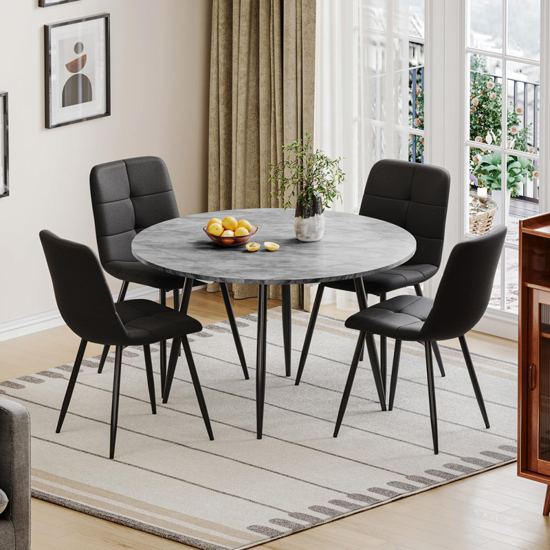 4 - Person Dining Set, Black, Grey
