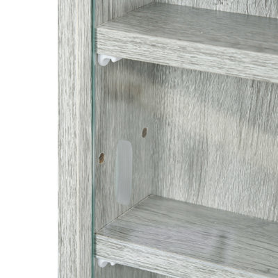 Johnrichard 5-Tier Display Cabinet, Glass Display Case with 2 Doors and Adjustable Shelves