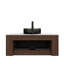 Lavabo flottant en verre noir transparent de 36 pouces en noyer foncé-135456677-135456679
