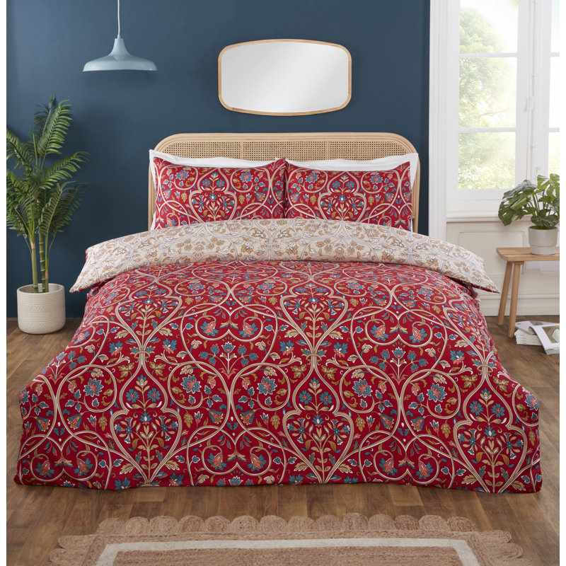 Harrow Duvet Cover Set King Bedding Set, Red, King Duvet Cover + 2 Standard Pillowcases