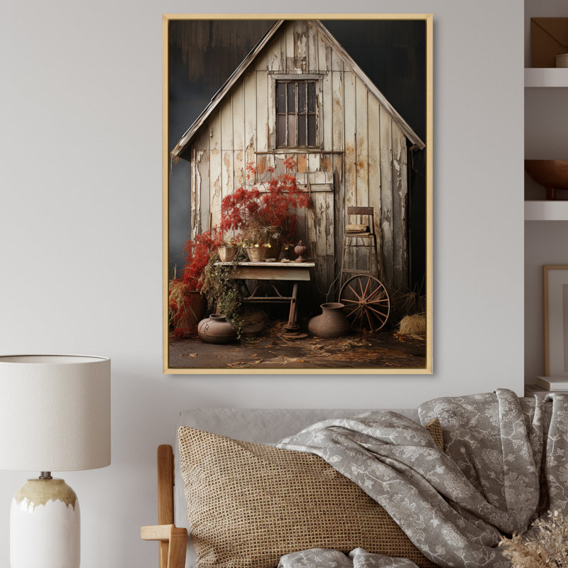 Asriel Barns Rustic Charm X - Barns, reproduction d'art sur toile encadrée, H 32 po x l 16 po x P 1 po