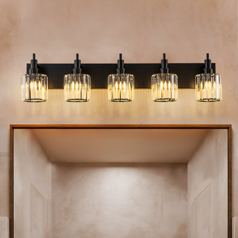 Dimmable Vanity Light, Matte Black, 5 Lights
