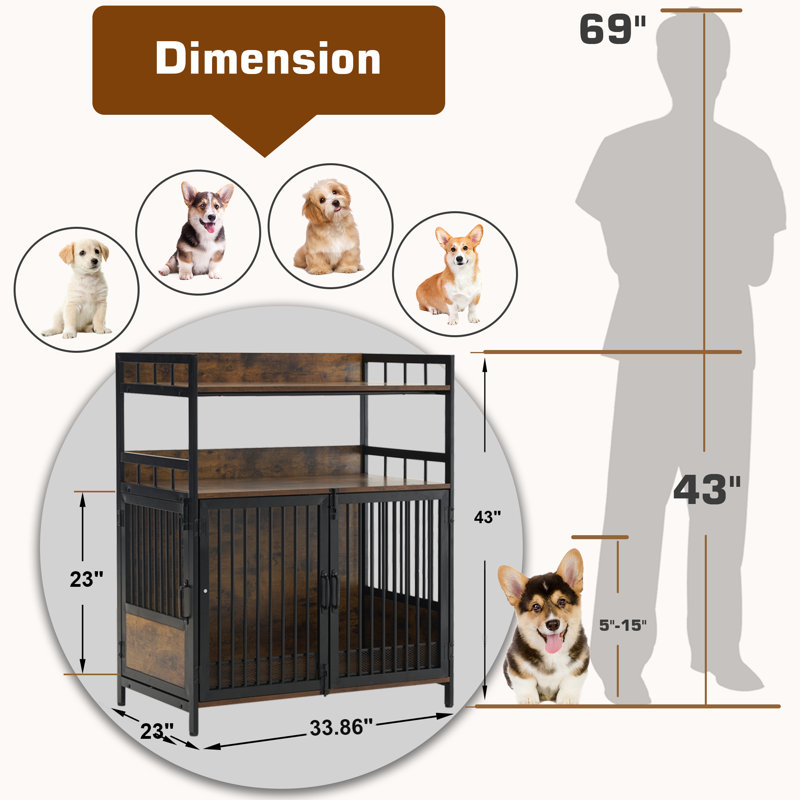 Cage pour chien Tucker Murphy Pet ™ Furniture, Brun / noir