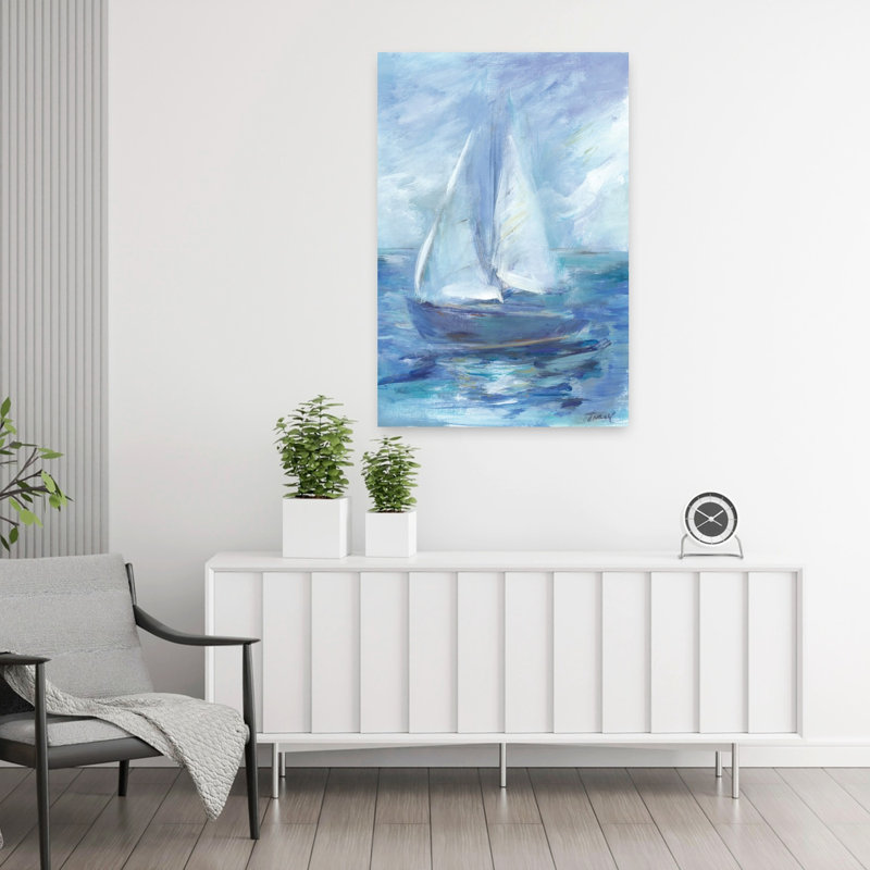 Voiles d'été, art côtier abstrait, H 36 po x l 24 po