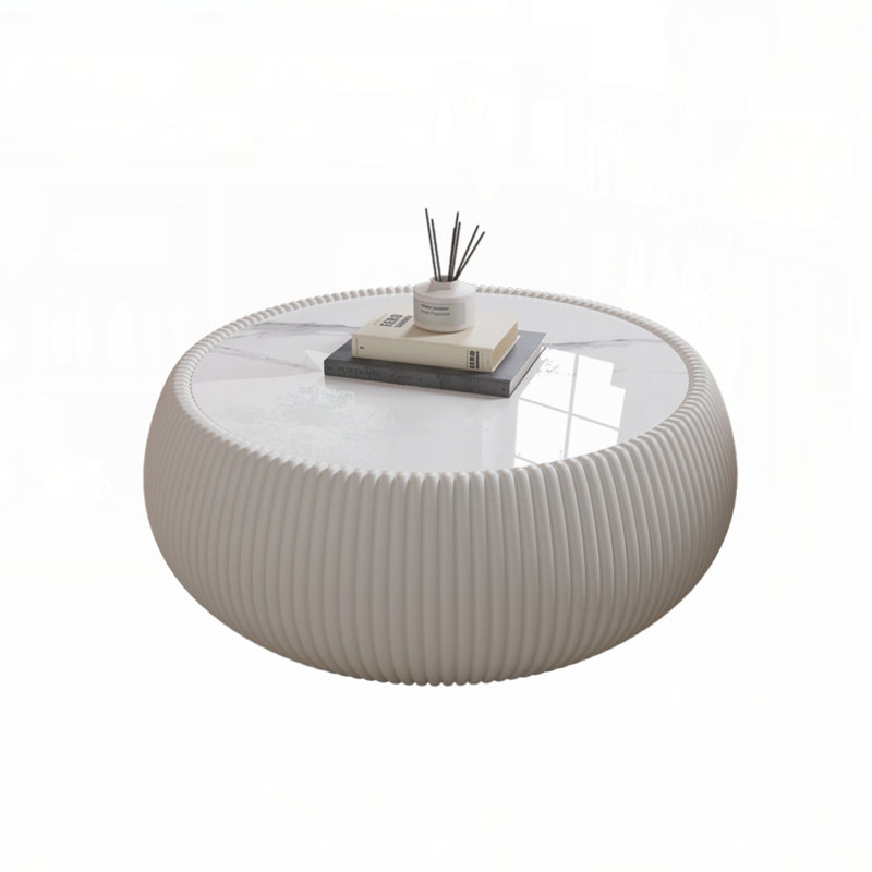 Marble Countertop Round Coffee Table, Beige