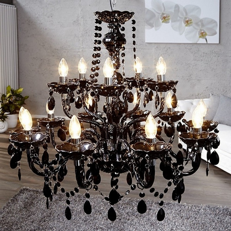 15-light chandelier, Black