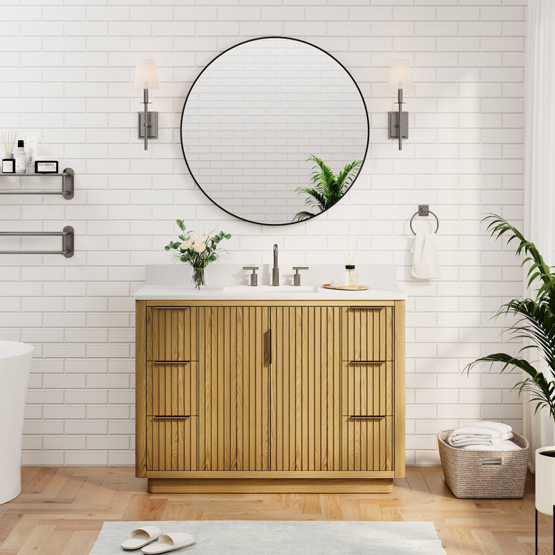 Modern Bathroom Wall Mounted Anodized Aluminum Framed Vanity Mirror, Matte Black, 36" x 36", Round