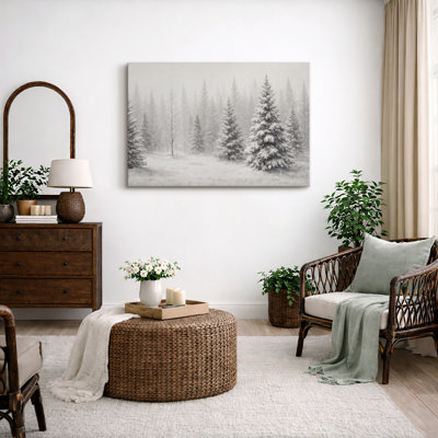Snowy Forest Artwork, Winter Trees Pictures, Framed Canvas Giclee Print Wall Art