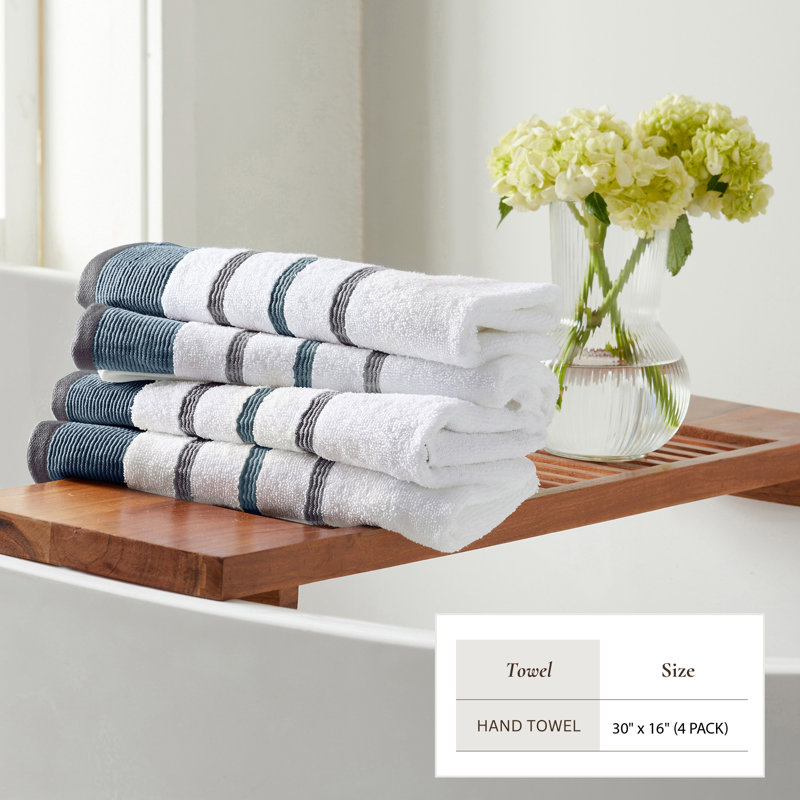 Deanthony Luxury Cotton Decorative, Moroccan Blue/December Sky, Hand Towels - 4 Pack