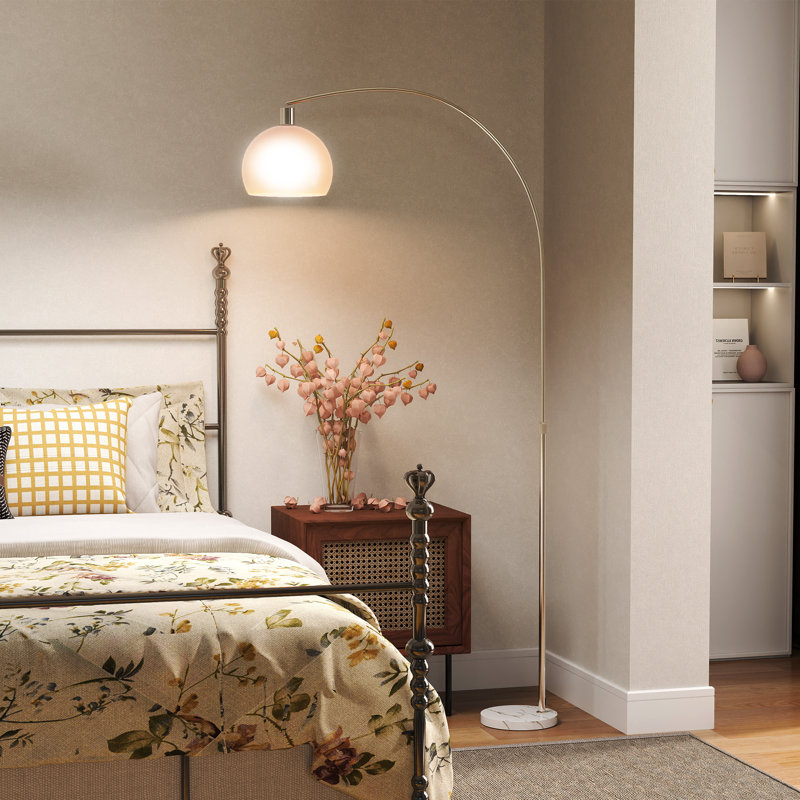 180cm Arched Floor Lamp, White, White