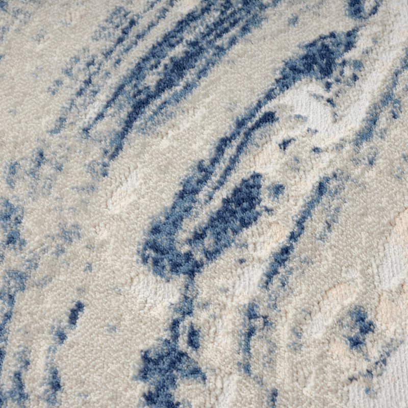 Abani Skelton Collection ATL180B Abstract Grey Blue Area Rug, Rectangle 5'3" x 7'6"