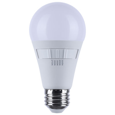 12 Watt A19 LED 27K/3K/35K/4K/5K CCT Selectable Medium Base White Finish 120 Volt
