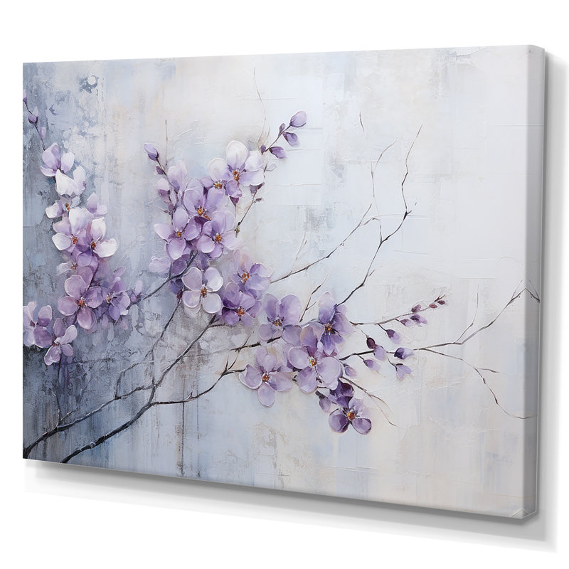 Art mural violet pour le salon, H 16 po x l 32 po x P 1 po, Toile tendue