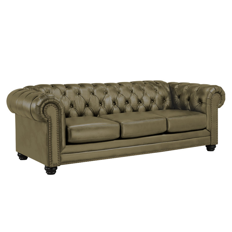 Canapé Chesterfield Ornellas, Similicuir taupe