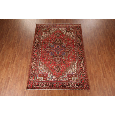 Tapis géométrique rouge 7 x 11