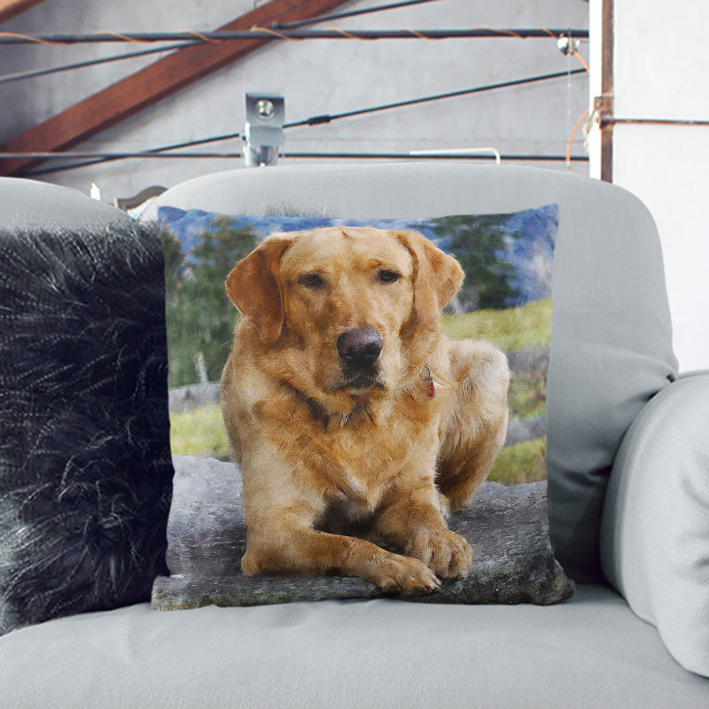 Golden Labrador Dog Vol.2 Painting Square Throw Cushion, Black, 55cm H x 55cm W x 20cm D