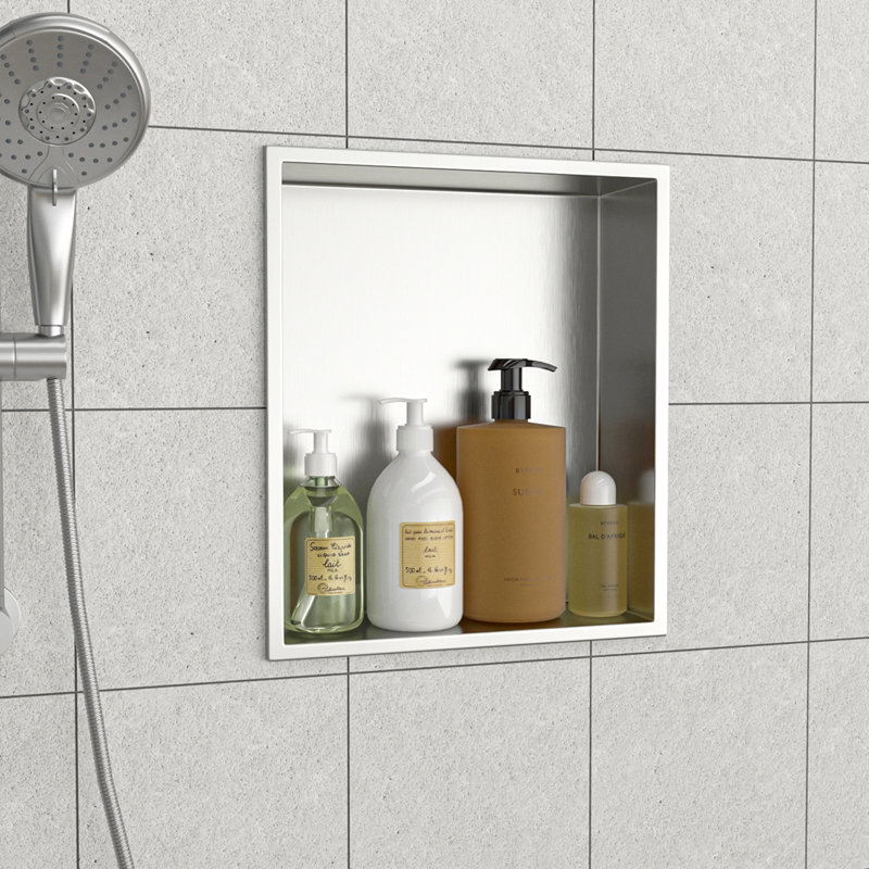 15" X 13" Stainless Steel Shower Niche, Brushed Nickel, Natural