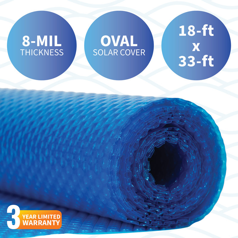 Couverture solaire pour piscines hors sol ovales â€“ Bleue, 18 pi x 33 pi