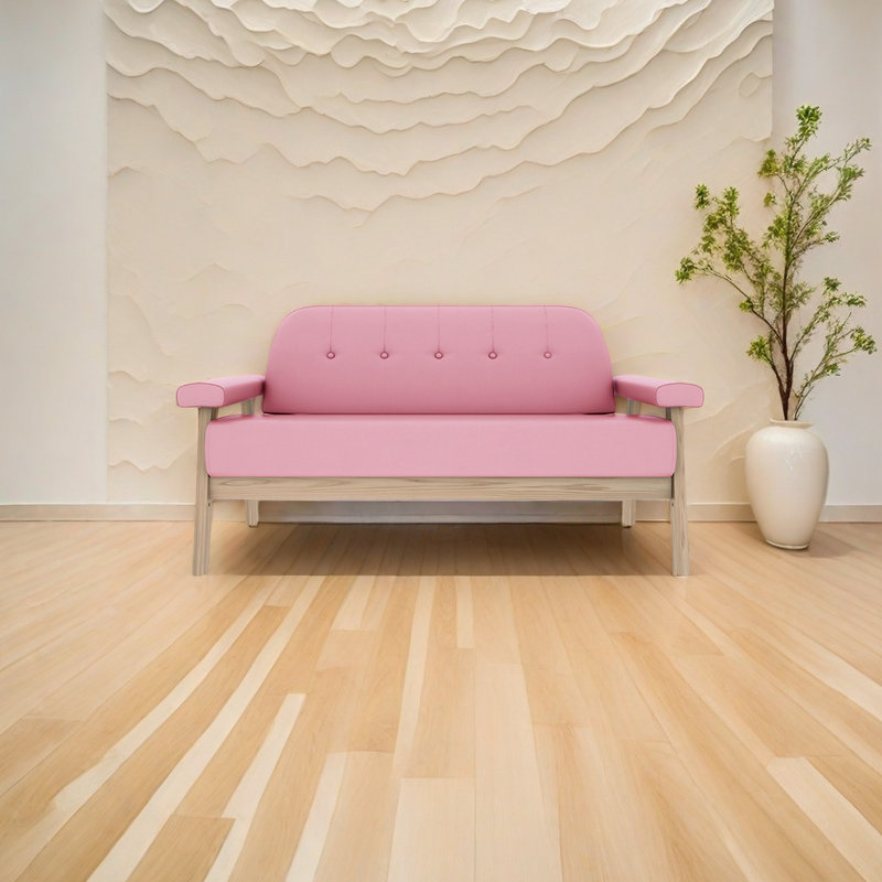 Banc rembourré en similicuir Simple Fashion, Similicuir rose
