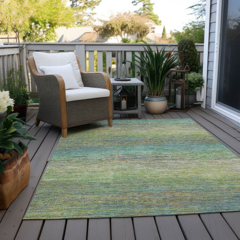 Machine Washable Indoor/Outdoor Christain ACN1264 Aloe Rug, Rectangle 5' x 7'6"