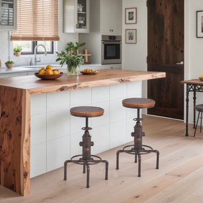 Dicle Swivel Adjustable Height Counter Stool with Metal Frame