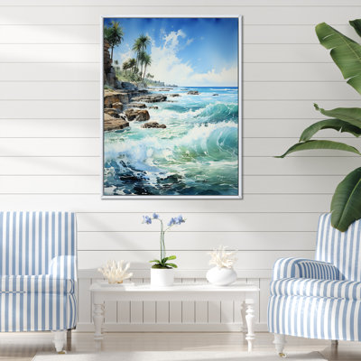 «Azure Seascape Palms Horizon II», reproduction sur toile