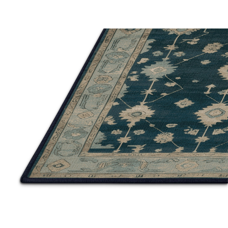 Machine Washable Overdyed Blue Area Rug, Rectangle 2' x 3'