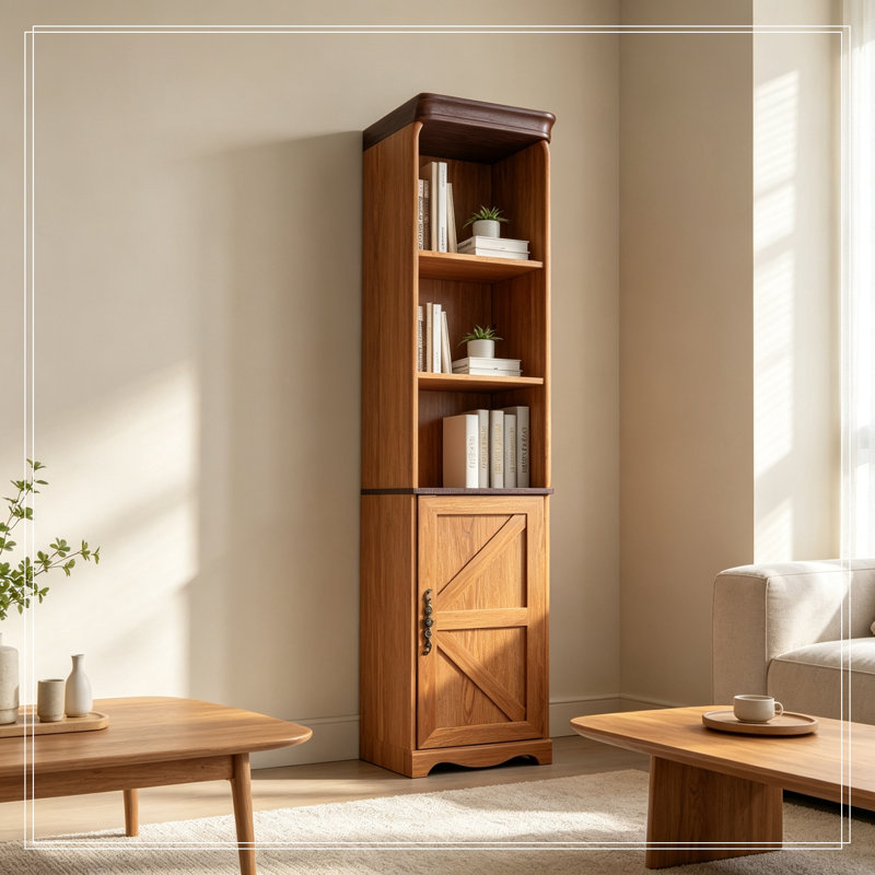 Armoire cubique autoportante avec 5 tablettes, Chêne foncé