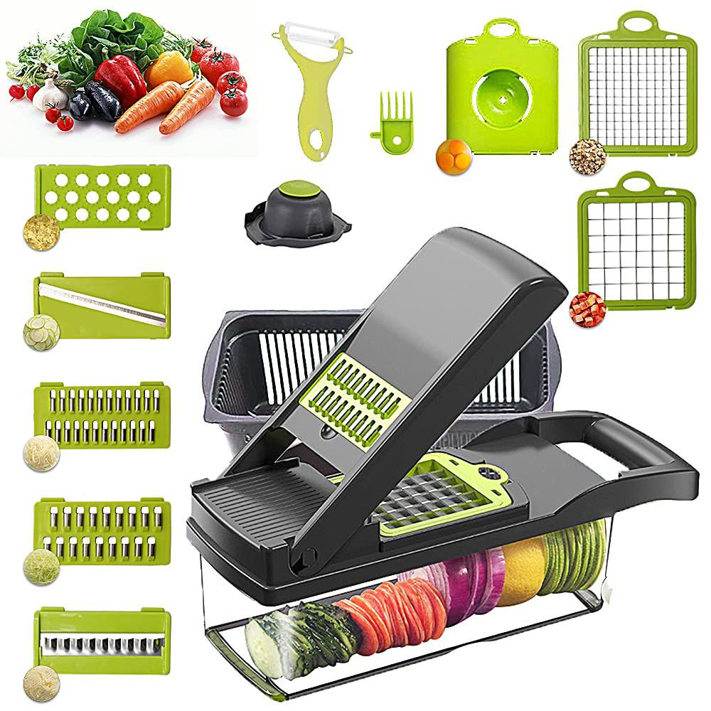 Mandoline Vegetable Slicer 12 In 1 Vegetable Chopper Manual,Black