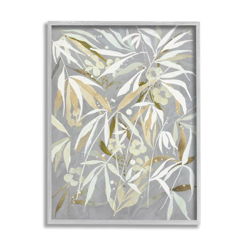 Art mural texturé abstrait giclée de feuilles par Krinlox, Giclée encadrée noir minuit, H 14 po x l 11 po x P 1,5 po