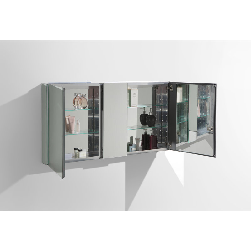 49 in. W x 26 in. H x 5 in. D Frameless Recessed or Surface-Mount 4-Shelf Bathroom Medicine Cabinet 49 in. W x 26 in. H x 5 in. D Frameless Recessed or Surface-Mount 4-Shelf Bathroom Medicine Cabinet