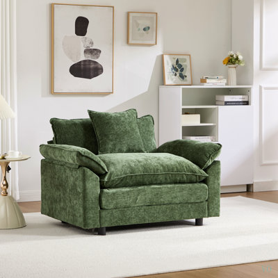 44.5" Modern Accent Chair, Living Room Club Chair Chenille Upholstered Armchair, Reading Chair for Bedroom, Chenille