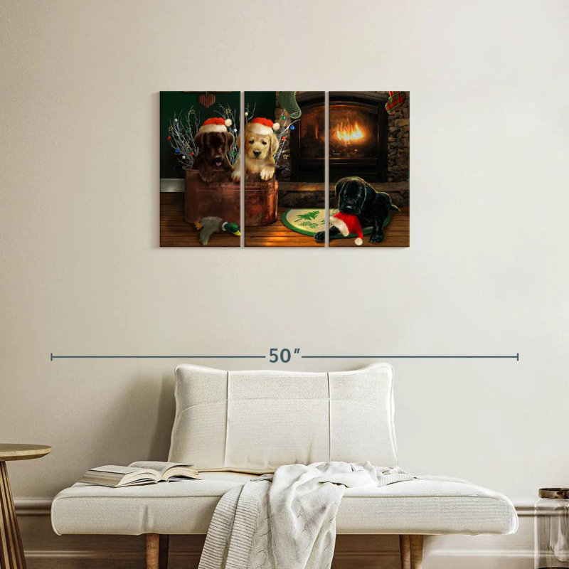 Brampt Fireside Lab Trio, 20" H x 33" W