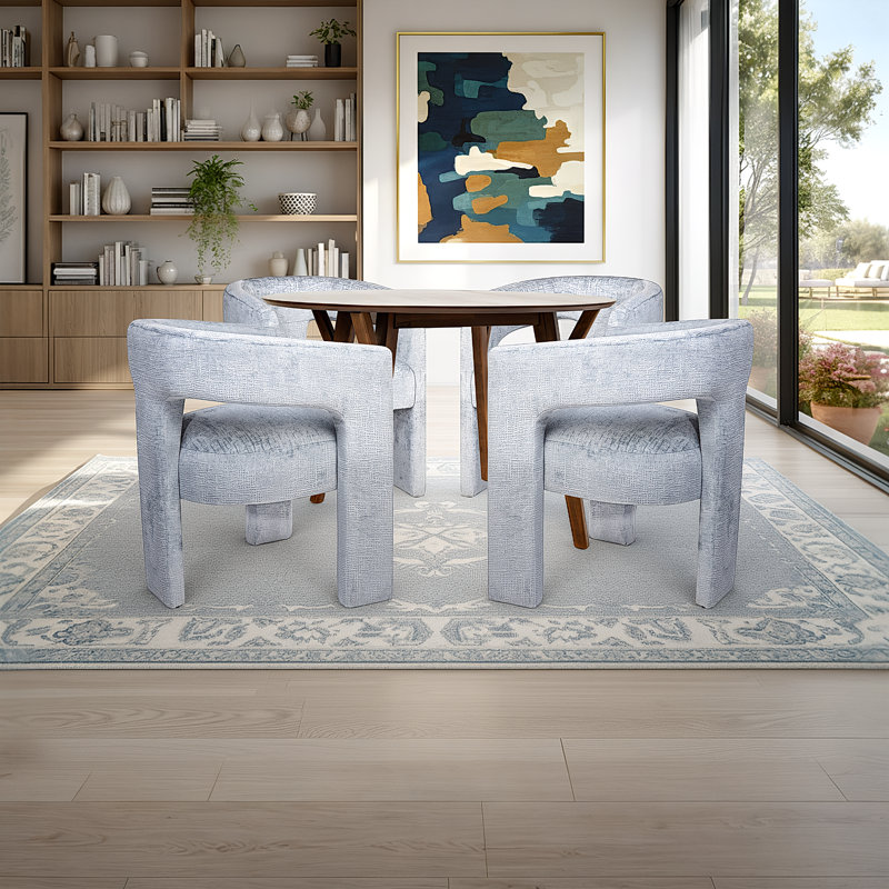 Mid-century Modern Five Piece Copenhagen Dining Set - Blue, Blue