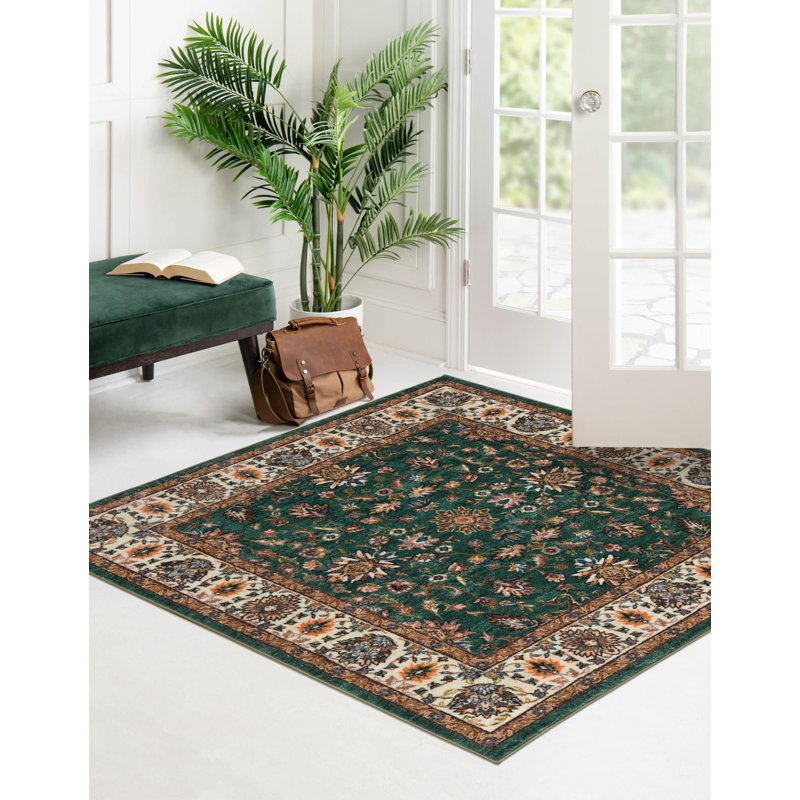 Tapis oriental Ville / Vert / Brun, Carré 3 pi 3 po
