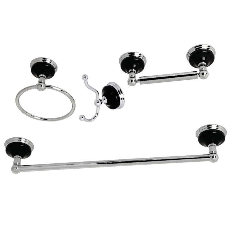 Kingston Brass Water Onyx 4-Piece Bathroom Hardware Set, Polished Chrome