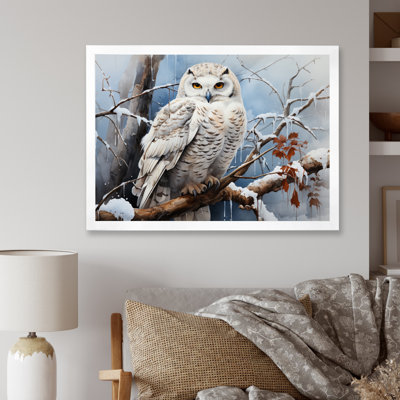 Winter Snowy Owl Landscape - Art mural paysage d'hiver