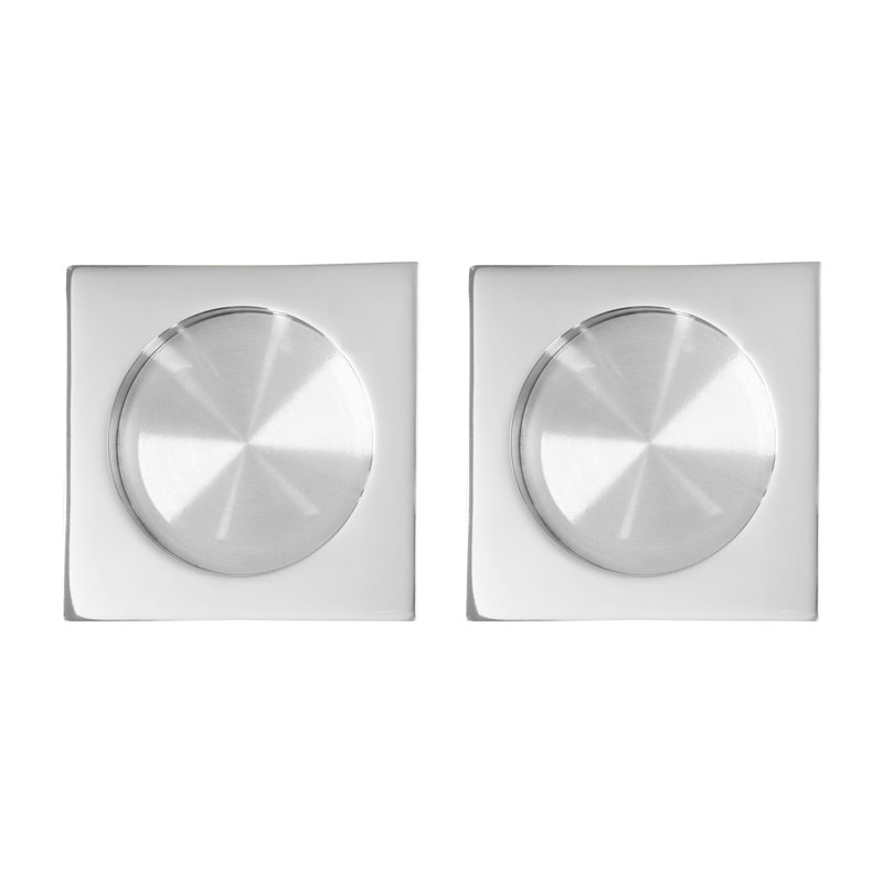 Pocket Door Hardware- Passage with Finger Edge Pull, Polished Stainless Steel