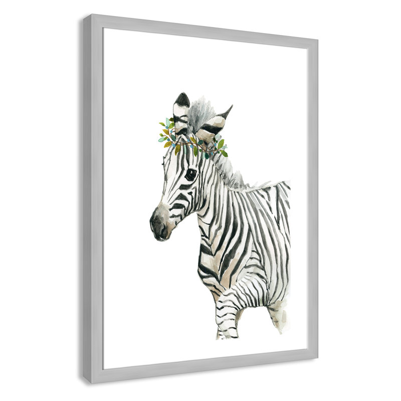 «Savannah Zebra», art encadré, H 36,5 po x l 26,5 po x P 0,625 po, Cadre argenté