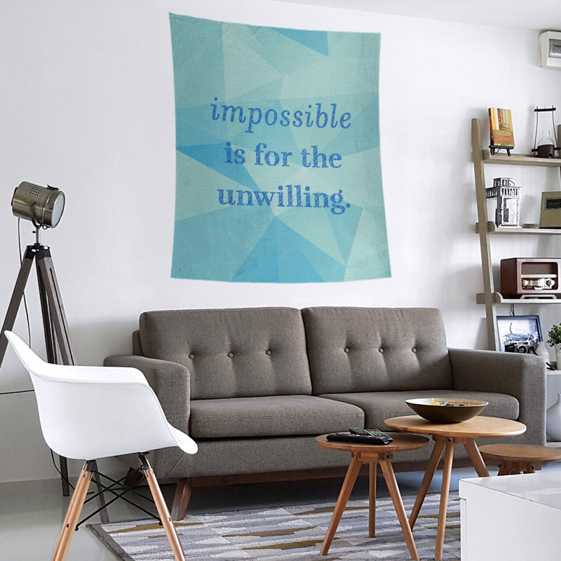 Tapisserie quote-en polyester en faux gemme, H 60 po x l 51 po, Bleu zircon