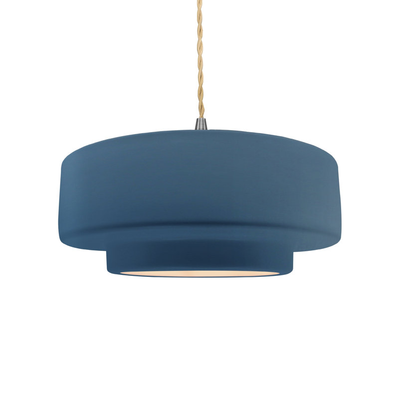 Luminaire suspendu à 1 lumière Meydan, H 5,25 po x l 14,5 po x P 14,5 po, Ciel à minuit / blanc mat, Nickel brossé