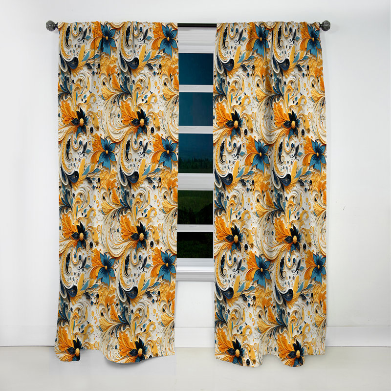 Tribal Fusion Marble Motif - Rideau de marbre abstrait - Rideau de marbre occultant - 1 panneaux, L 52 po x L 120 po