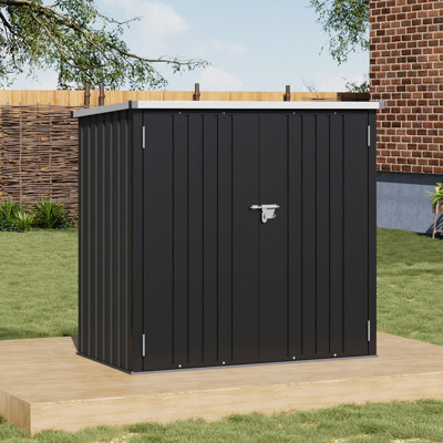 Black Garden Metal Tool Shed Outdoor Patio Storage House