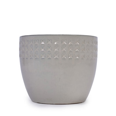 3 - Piece Ancient White Ceramic Planter , Heat And Frost , Perfect For Garden Living Room, Built In Drainage To Promote Root Growth, 15" X 12.6 Flower Planters, Weather Suitable Various Indoor