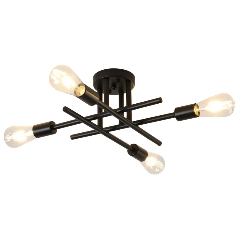 Lustre linéaire semi-encastré pour salon Eirann, Noir mat