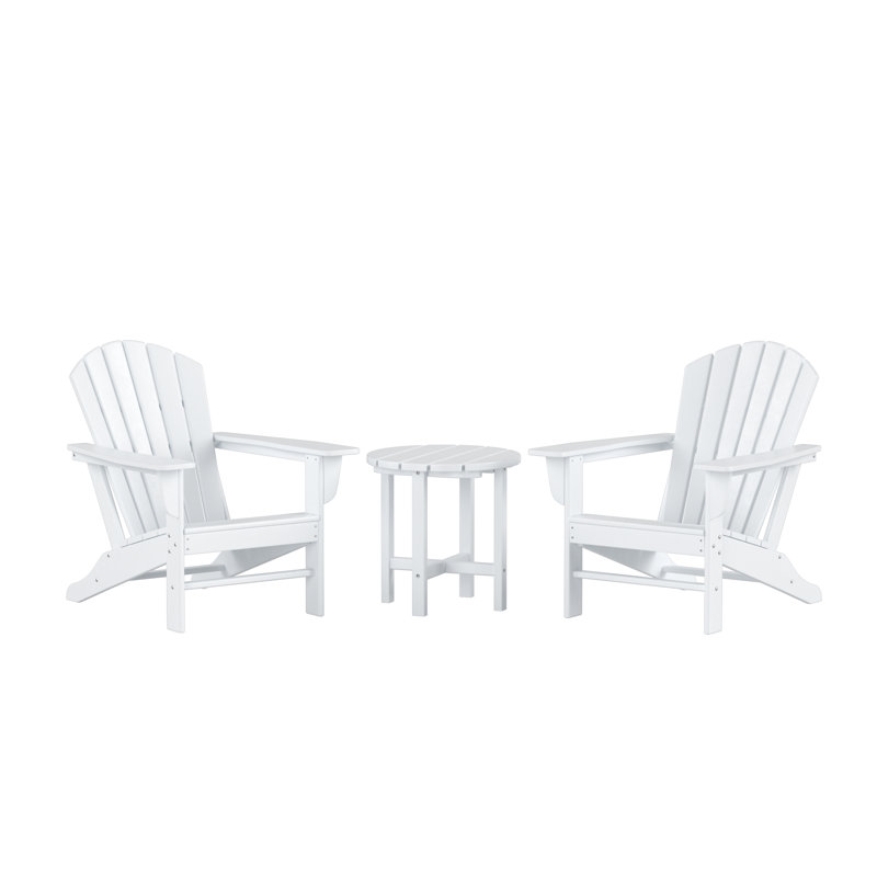 Chaise Adirondack en plastique avec table Geoff, Blanc