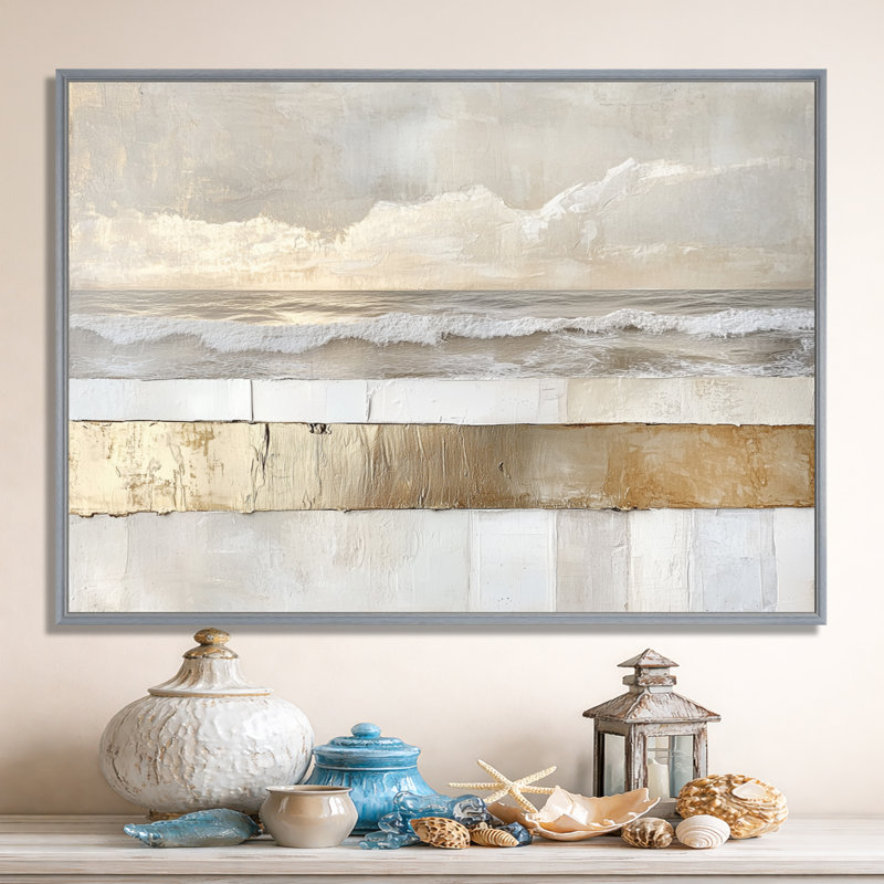 Ocean Canvas Decor, Abstract Wave Wall Art, Celtsy, H 30 po x l 40 po, Encadrement argenté