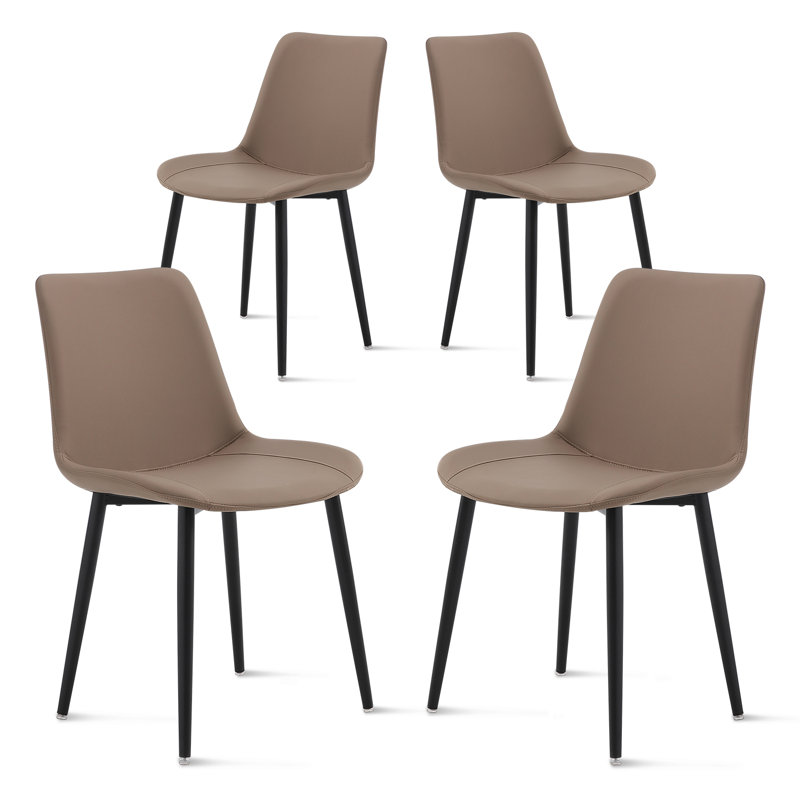 Chaises de salle à manger en cuir, chaises de cuisine en similicuir de style Mid-Century, Café, 4