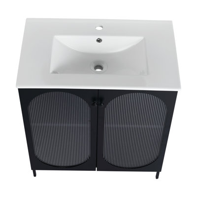 Meuble-lavabo autoportant de 30 pouces avec comptoir en céramique